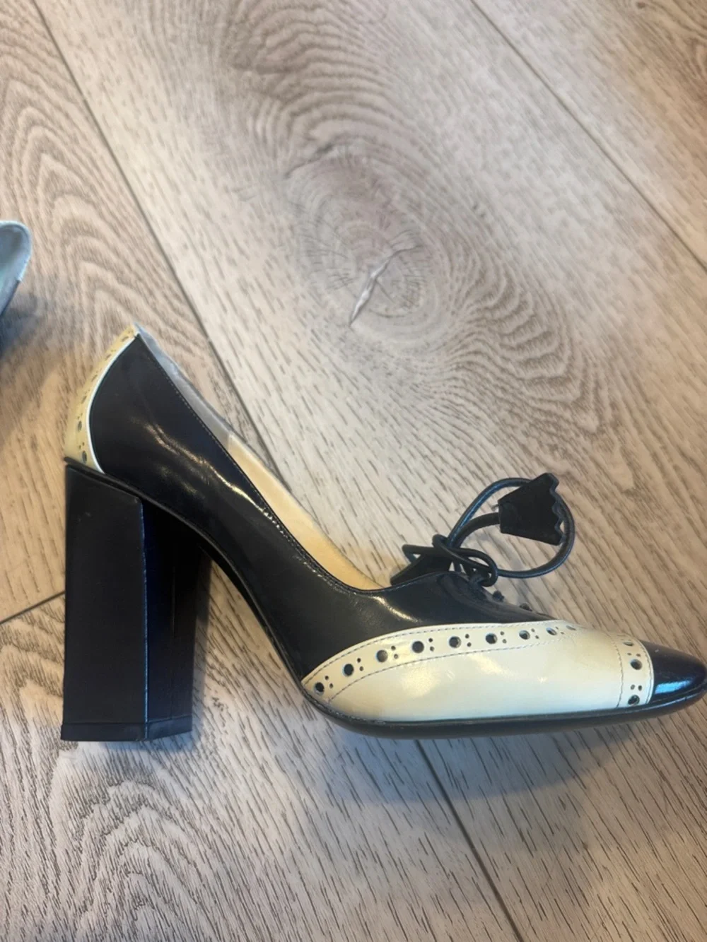 Marc by Marc Jacobs Two-Tone Black and Cream Brogue-Style High Heel Pumps